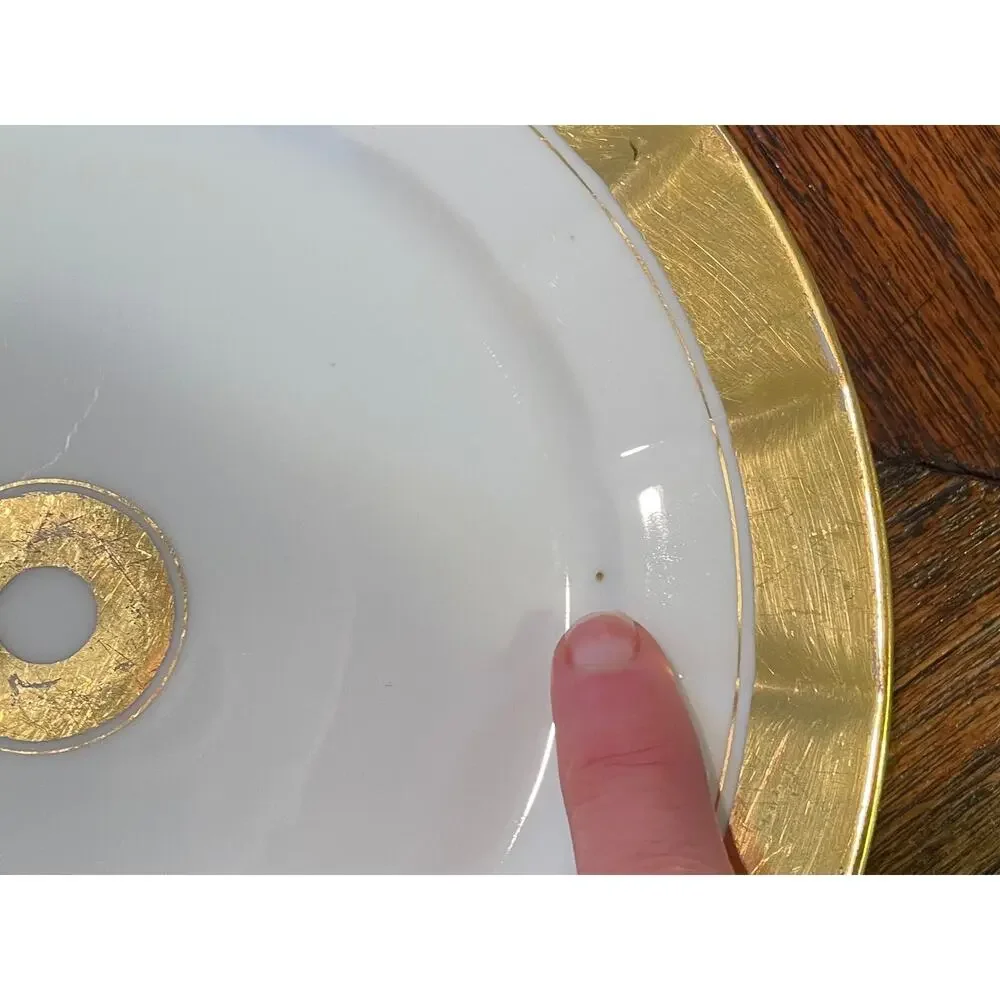 Old Paris White and Gold Porcelain Dessert Plates, Salad Plates, Set of 5